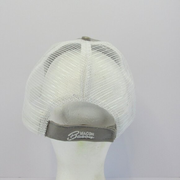 Macon Bacon Embroidered Logo Men's Gray Mesh Back Strap Back Cap Hat - Picture 6 of 8